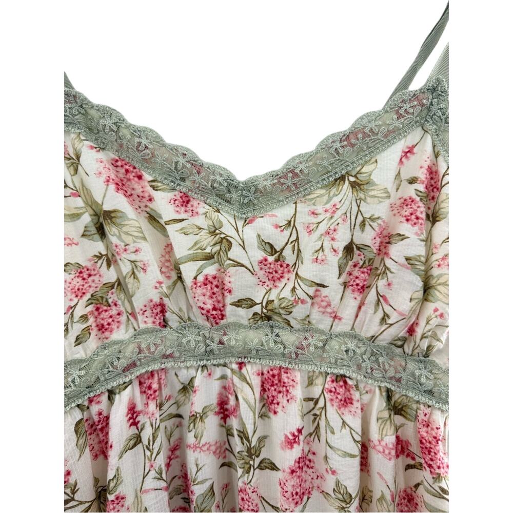 MINE ANTHROPOLOGIE FLORAL LACE TRIM RIBBON STRAP BACK TIE MIDI DRESS SIZE MEDIUM - Picture 7 of 14
